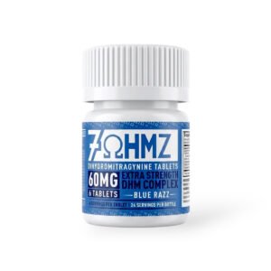 7ohmz dihydromitragynine blue razz 60mg chewable tablets